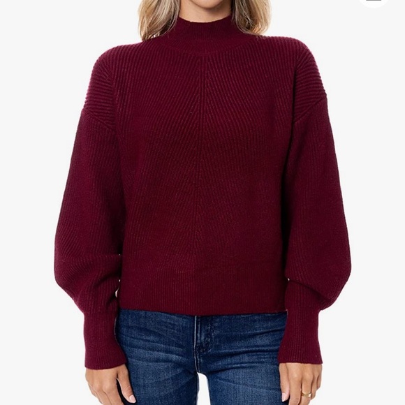 Elodie Women's Mock Neck Puff Sleeve Sweater - Picture 1 of 11